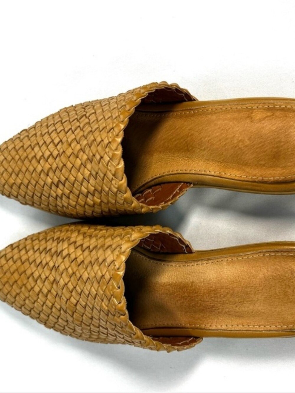 Mi.iM Woven Mule Pointed Toe Slip On Tan Low Block Heel 7.5 - Picture 7 of 7